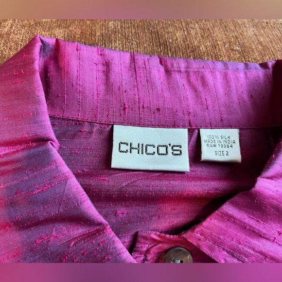 Chico’s pink 100% silk blouse size 2 (12) regular. - Picture 3 of 9